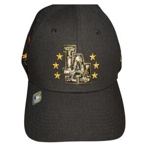 New Era 39THIRY Los Angeles Dodgers Hat Black Camo LA Logo Gold Stars Fitted Cap